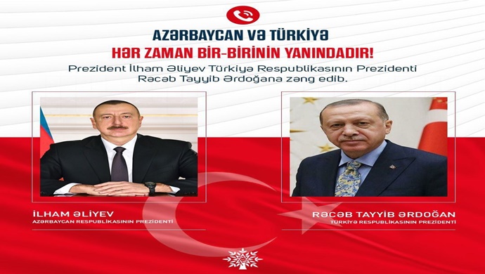 İlham Əliyev Türkiyə Respublikasının Prezidenti Rəcəb Tayyib Ərdoğana zəng edib